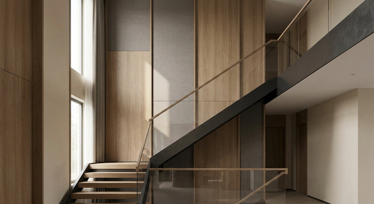 Wandpanelen voor een trappenhuis of hoge muur