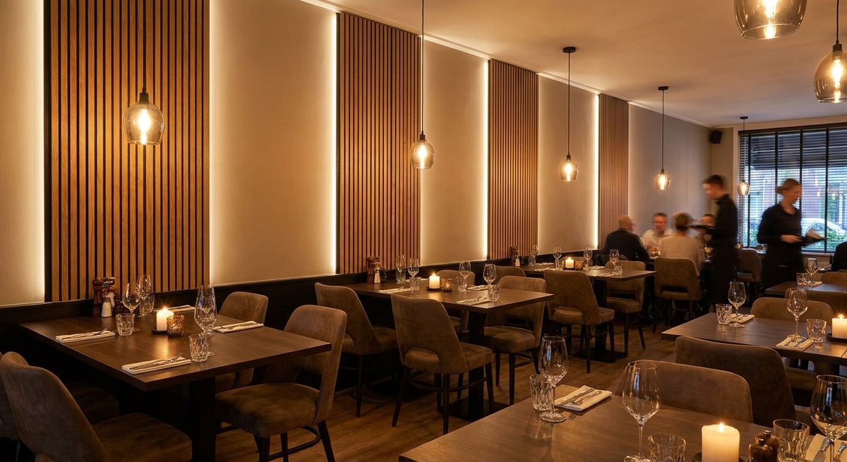 Houten wandpanelen voor restaurant en horeca