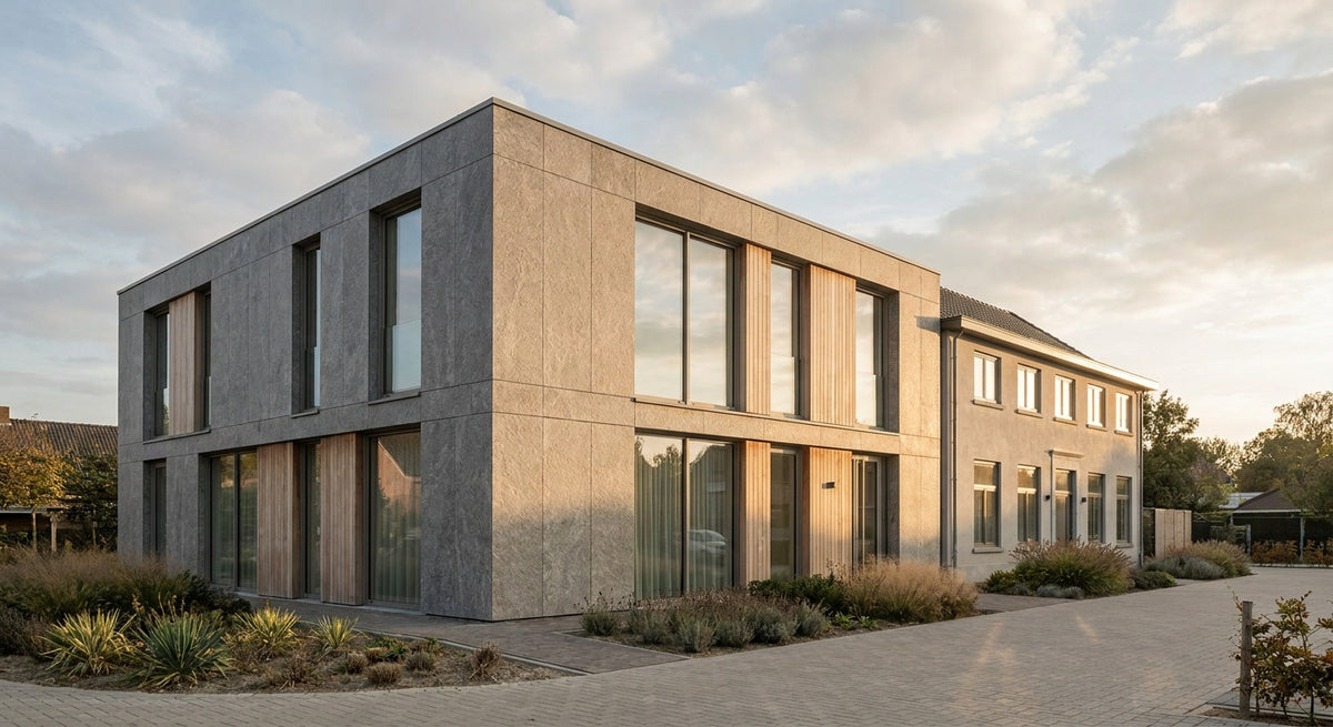 Gevelpanelen steengrijs voor nieuwbouw en renovatie