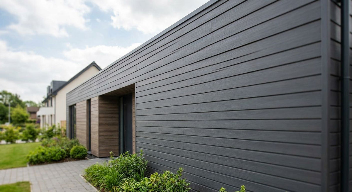 Composiet gevelbekleding grijs voor nieuwbouw