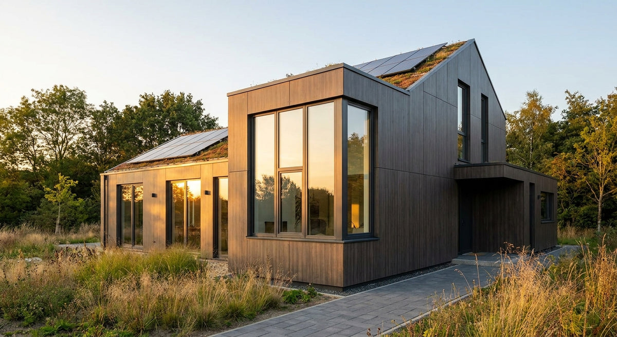 Composiet gevelbekleding voor een passief woonhuis