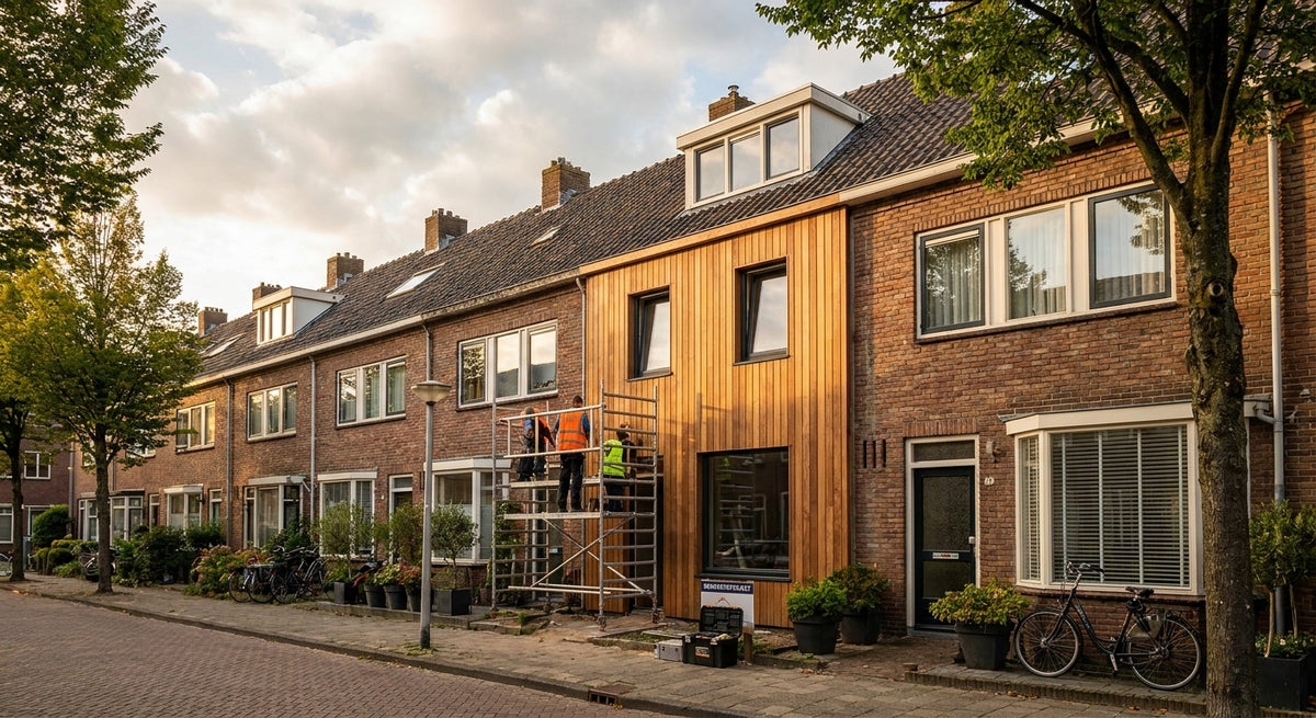 Houten gevelbekleding voor een rijtjeshuis renovatie