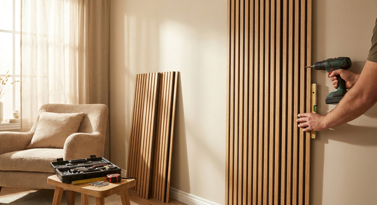 Hoe monteer je een naturel eiken akupanel op de muur