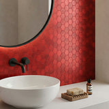 Zelfklevende Mozaïektegels Metaal | Hexagon Rood | 28,8×29,2 cm | Keuken, Bad & WC