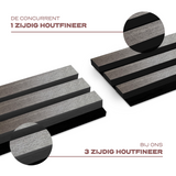 AkuPanel Antraciet-Hout | 300cmx60cm | 3-zijdig écht houtfineer