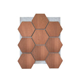 hexagon wandpaneel gerookt eiken met grijs vilt