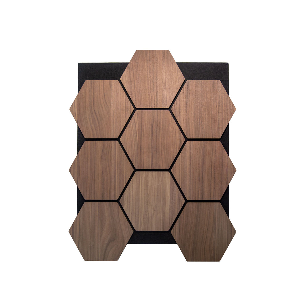 Sample hexagon wandpaneel walnoot