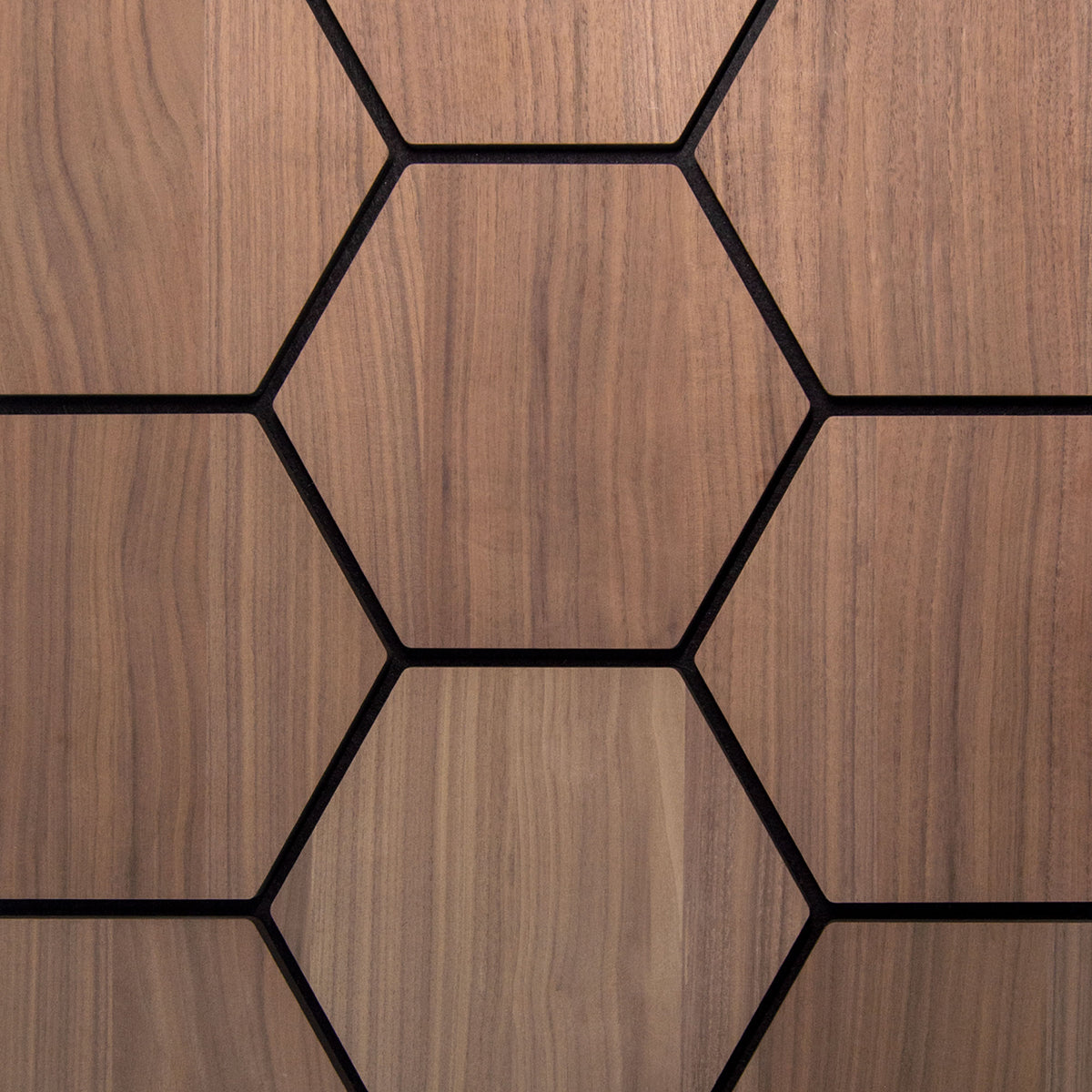 Sample hexagon wandpaneel walnoot 4
