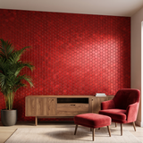 Hexagon mozaiek rood woonkamer