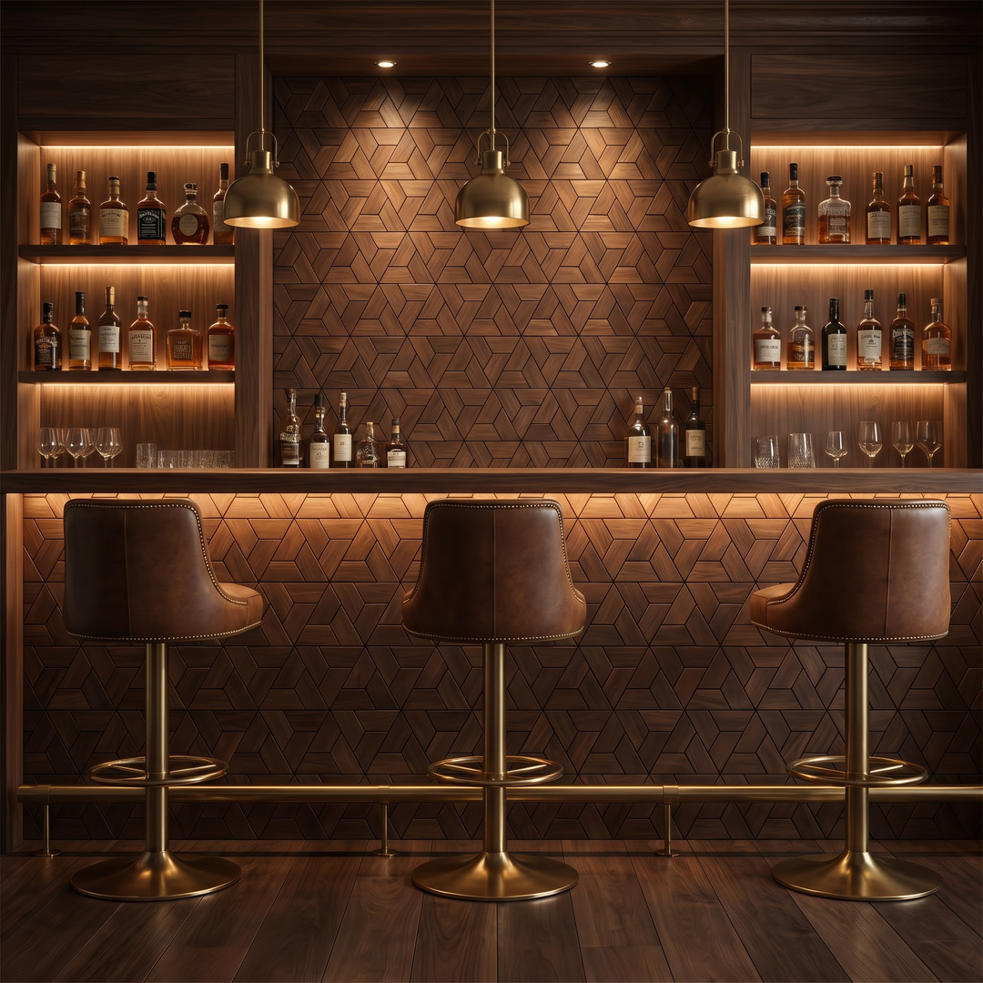 Aster Brown wandpaneel als bar-achterwand