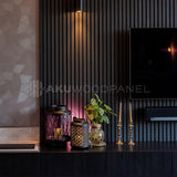 Akupanel zwart eiken achter televisie