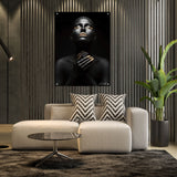 Canvas | Plexiglas Schilderij - Gold Lip Girl 2