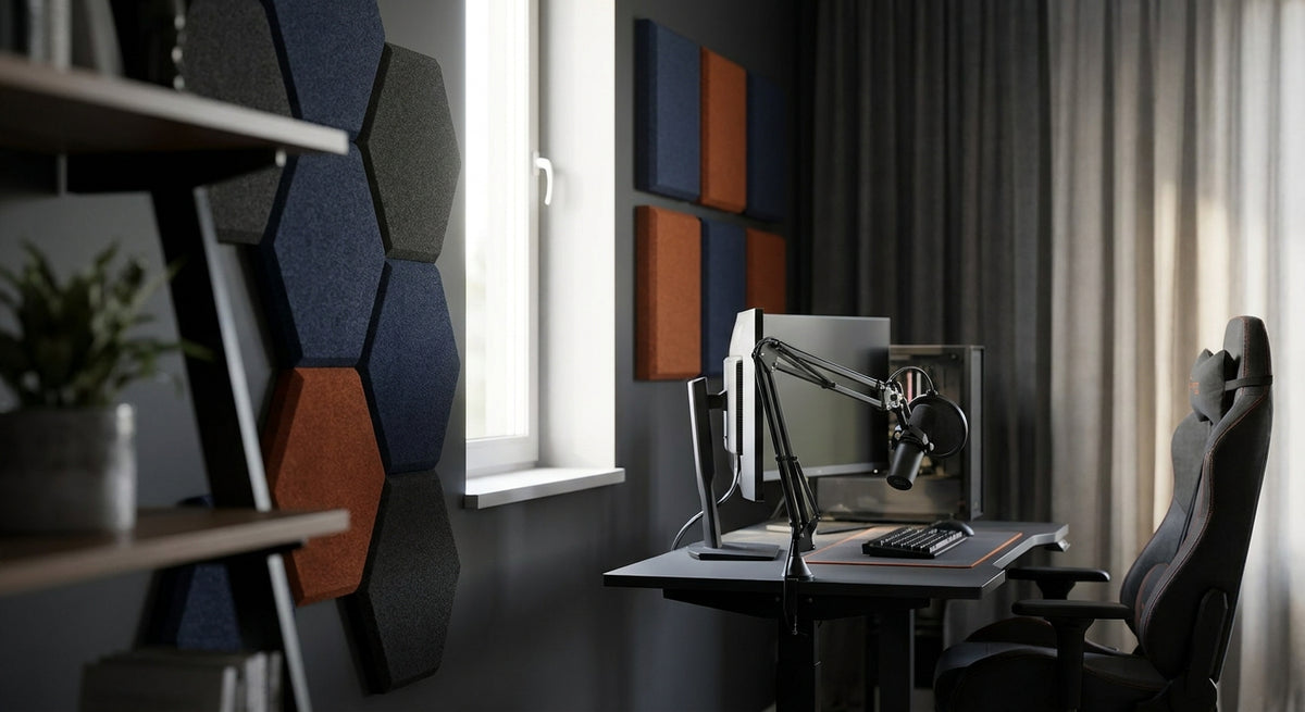 Akoestische panelen voor een gaming- of streamingopstelling