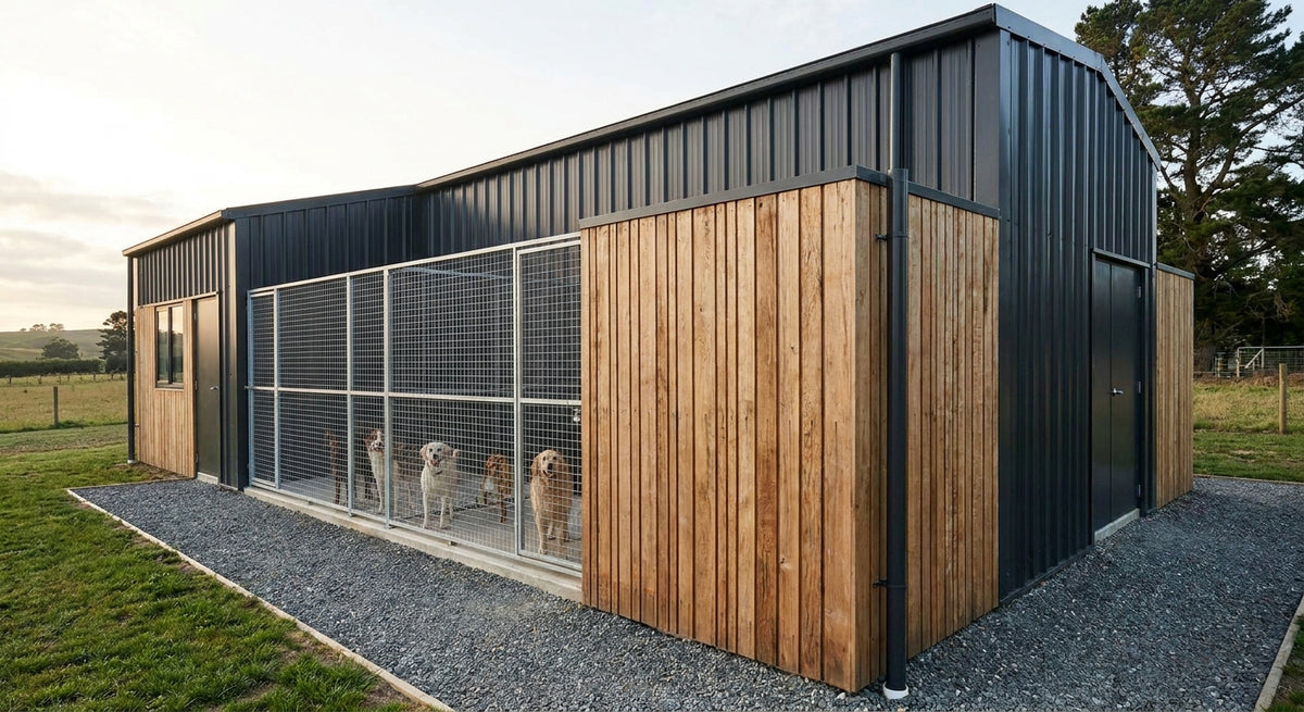 Gevelbekleding voor een hondenkennel of dierenverblijf