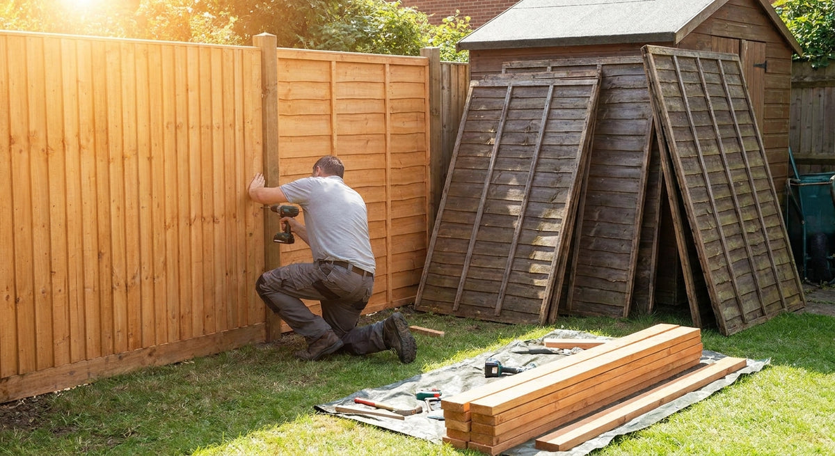 Buitenpanelen voor een houten schutting vervangen