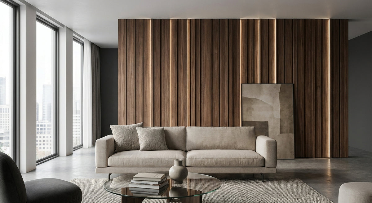 Houten wandpanelen voor een modern appartement