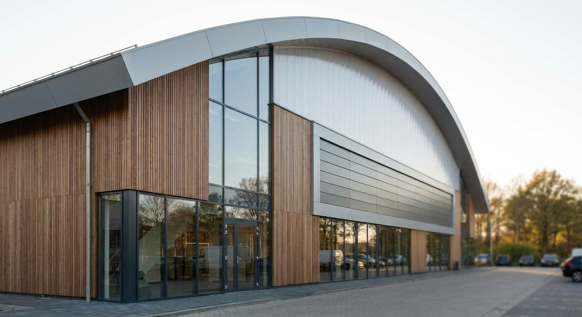 Gevelbekleding voor een sporthal of gymzaal