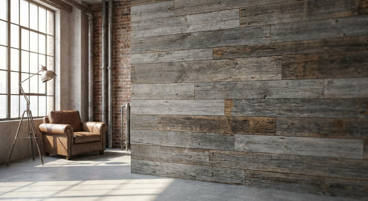 Steigerhout wandpanelen voor een industrieel interieur