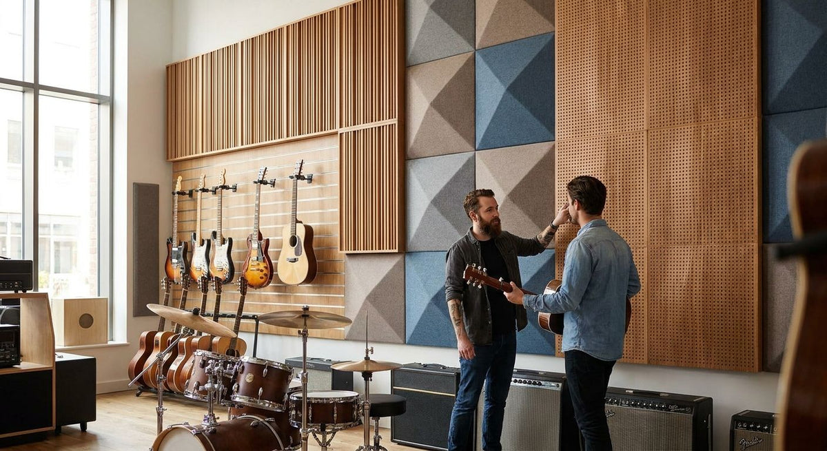 Beste wandpanelen voor een muziekwinkel of instrumentenzaak