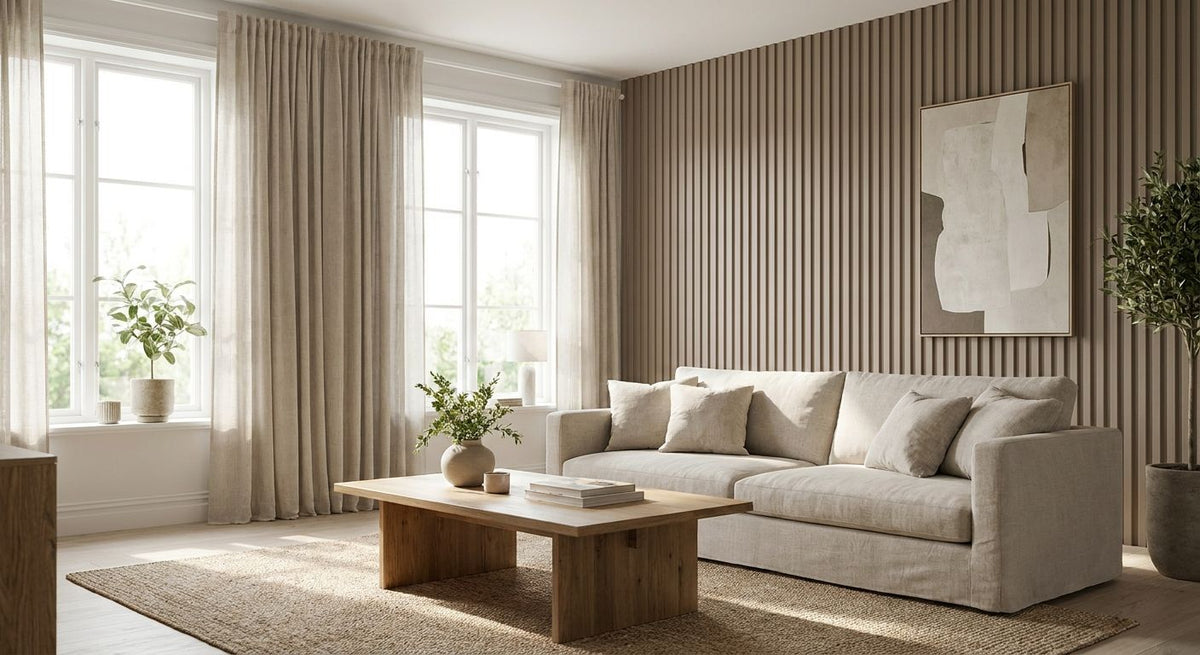 Beste taupe wandpanelen voor een lichte woonkamer