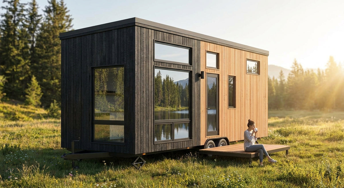 Gevelbekleding voor een tiny house op wielen