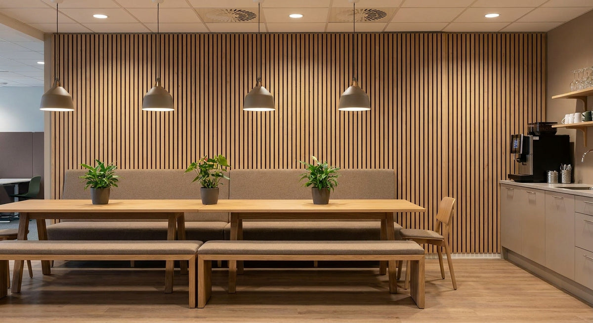 Wandpanelen voor een kantinewand of personeelsruimte