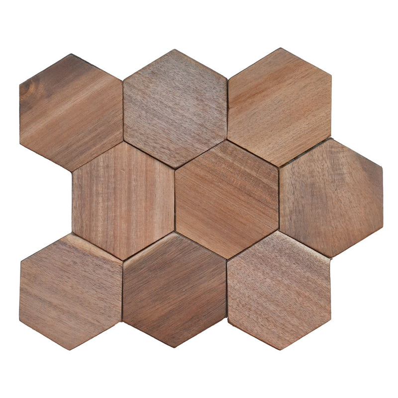 Houten Mozaïekpaneel | Walnoot Tropical | 26×30 cm | Hout | Tegel