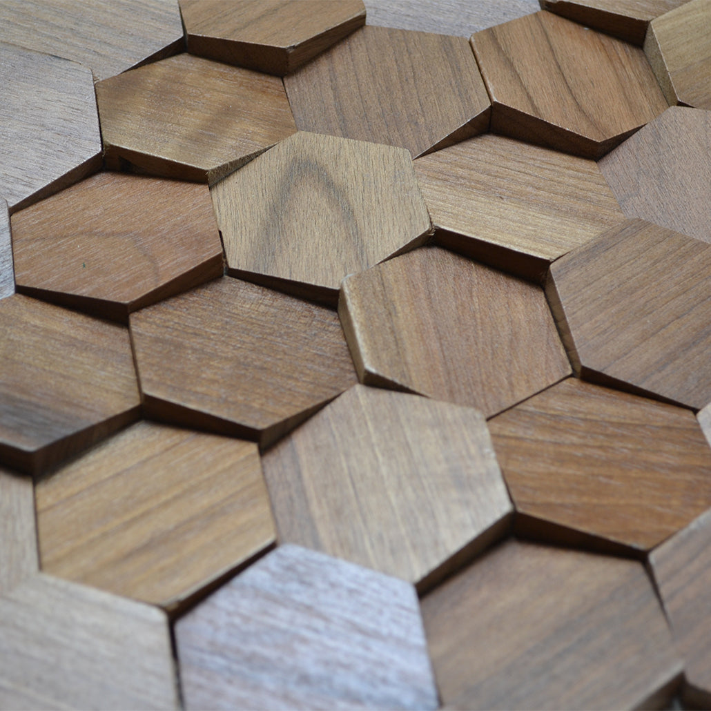 3D Houten Wandpaneel, Walnoot Velvet | 31×30 cm
