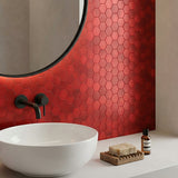 Zelfklevend Mozaïekpaneel | Hexagon Rood | 28,8×29,2 cm | Metaal