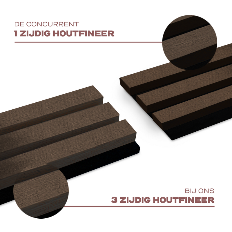 AkuPanel Donker Walnoot-Hout | 300cmx60cm | 3-zijdig écht houtfineer