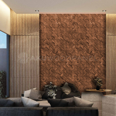 Decoratief houten wandpaneel Clover - Brown Amerikaans notenhout 60x60 cm