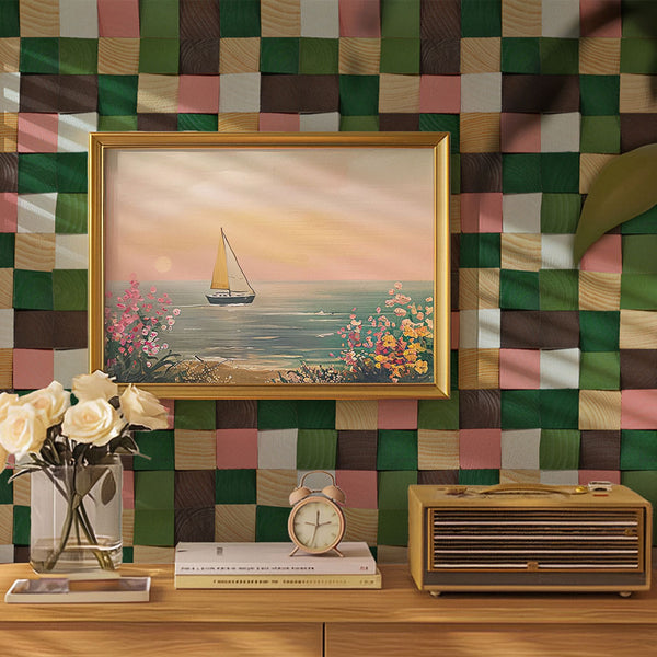 Houten Mozaïekpaneel | Rich Pine | 30×30 cm | Hout | Tegel