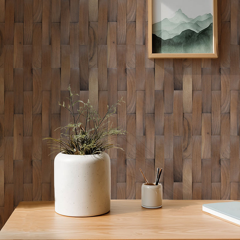 Houten Mozaïekpaneel | Walnoot Deep Dusk | 30×30 cm | Hout | Tegel