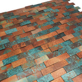 Zelfklevende Mozaïektegels Metaal | Steenstrip 3D Patina Koper | 30×29,8 cm | Keuken, Bad & WC