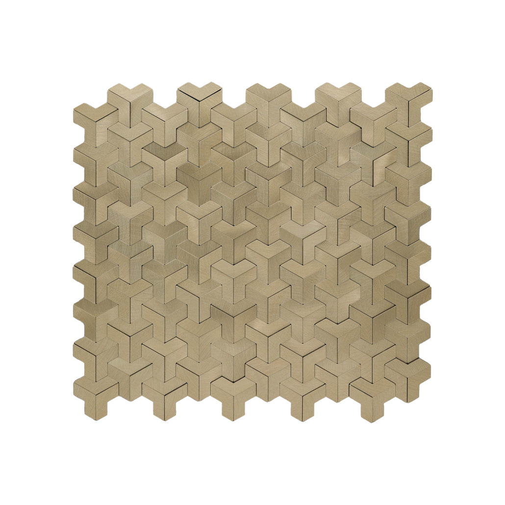 Zelfklevende Mozaïektegels Metaal Trifold 3D Goud 30,3×28 cm keukenachterwand