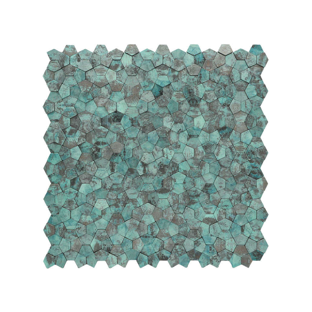 Zelfklevende Mozaiektegels Metaal Pentagon 3D Patina Koper - productfoto