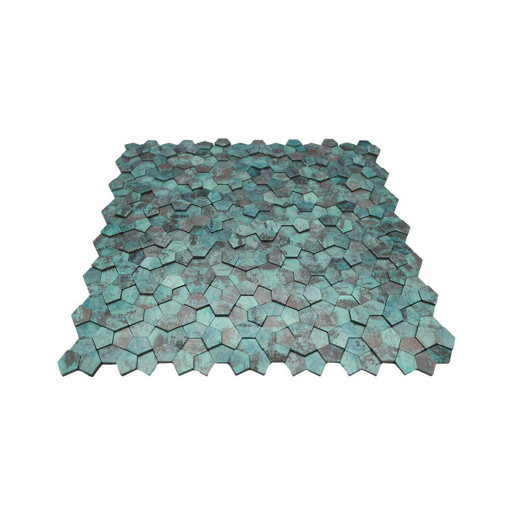 Zelfklevende mozaïektegel Pentagon 3D Patina Koper - productfoto 2