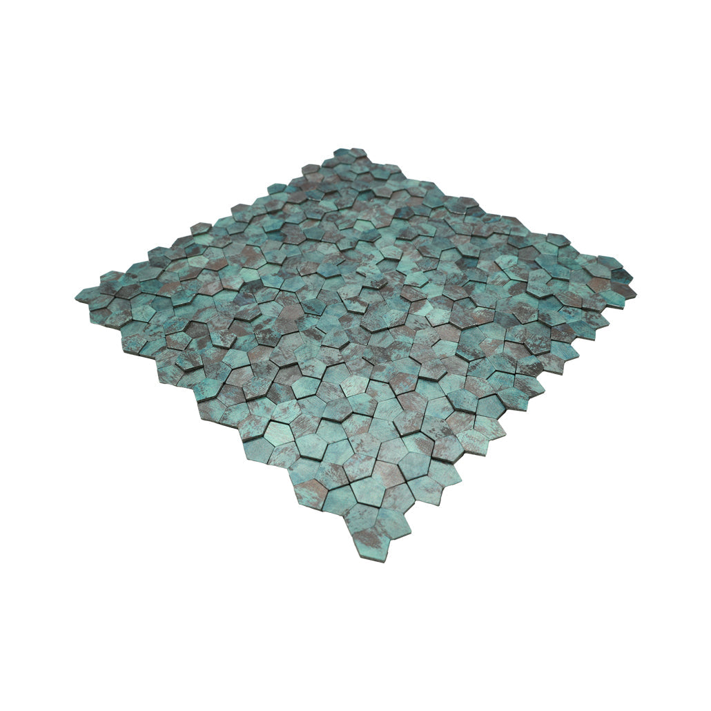 Zelfklevende mozaïektegel Pentagon 3D Patina Koper - productfoto 3