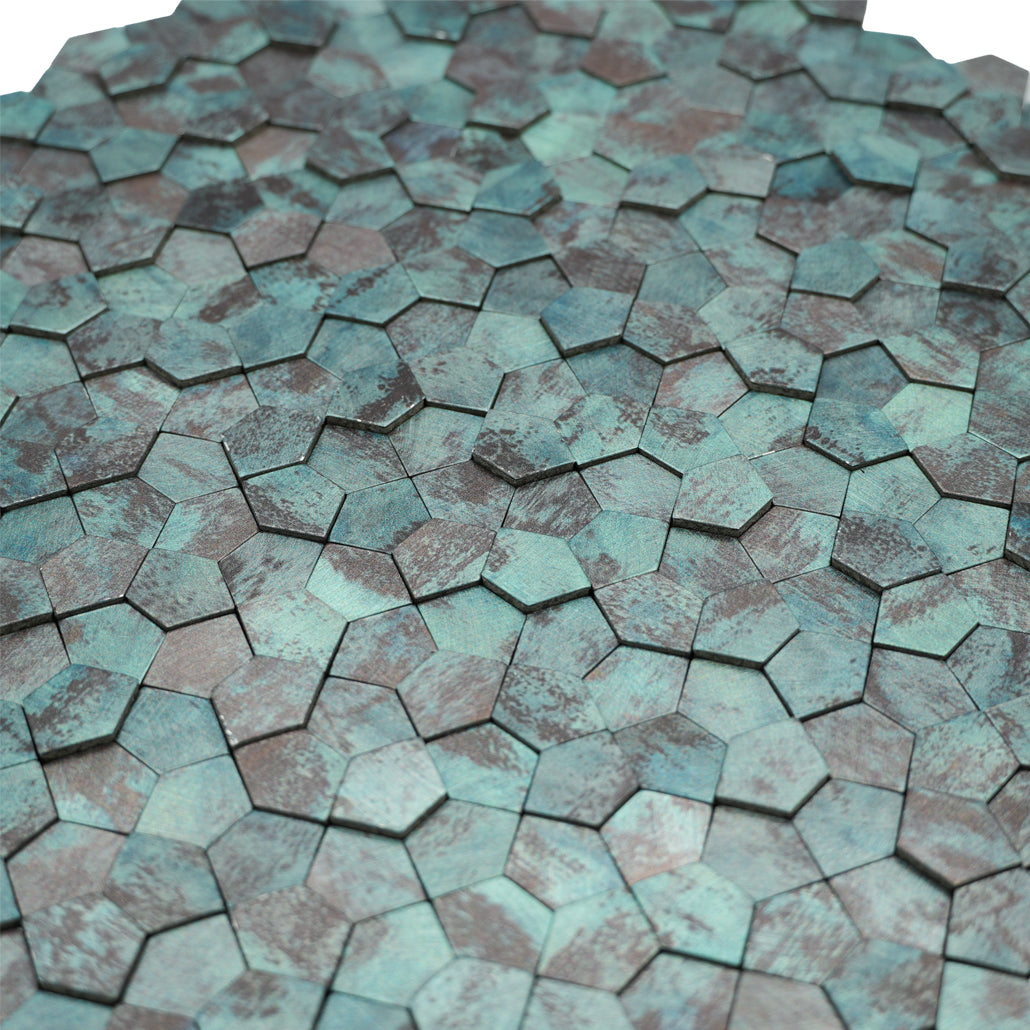 Zelfklevende mozaïektegel Pentagon 3D Patina Koper - productfoto 4