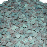 Zelfklevende Mozaïektegels Metaal | Pentagon 3D Patina Koper | 28,2×28,2 cm | Keuken, Bad & WC