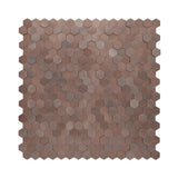 Zelfklevend Mozaïekpaneel | Mini Hexagon 3D Donkerkoper | 29,8×30,7 cm | Metaal