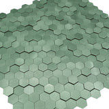 Zelfklevend Mozaïekpaneel | Mini Hexagon 3D Pastelgroen | 29,8×30,7 cm | Metaal