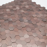 Zelfklevend Mozaïekpaneel | Mini Hexagon 3D Donkerkoper | 29,8×30,7 cm | Metaal