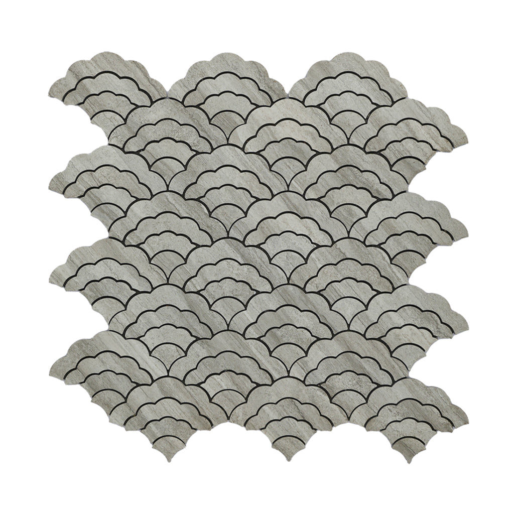 Zelfklevende Mozaïektegels Metaal Waaier Grijs 26,8×28,1 cm keukenachterwand