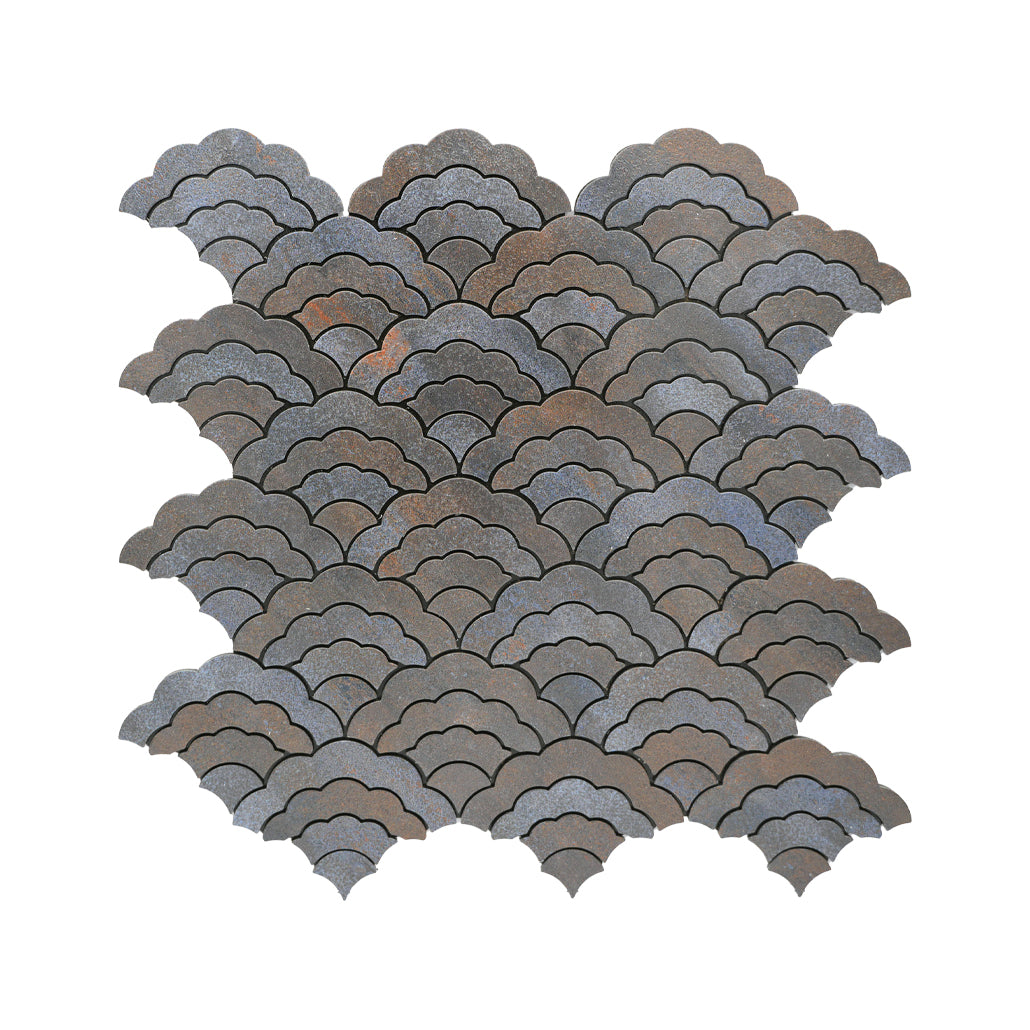 Zelfklevende Mozaïektegels Metaal Waaier Antraciet 26,8×28,1 cm keukenachterwand