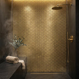 Zelfklevende Mozaïektegels Metaal | Waaier Goud | 26,8×28,1 cm | Keuken, Bad & WC