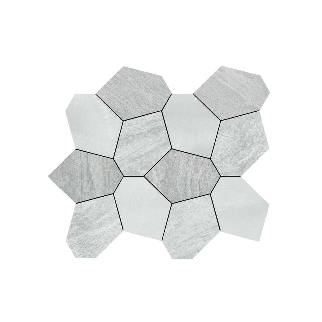 Zelfklevende Mozaïektegels Metaal Polygoon Zilver 30×26,2 cm keukenachterwand
