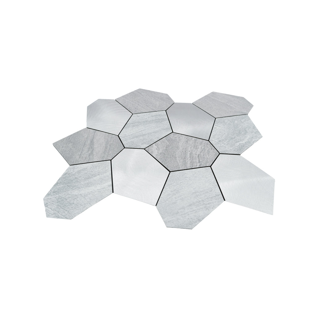 Zelfklevende mozaïektegel Polygoon Zilver - productfoto 2