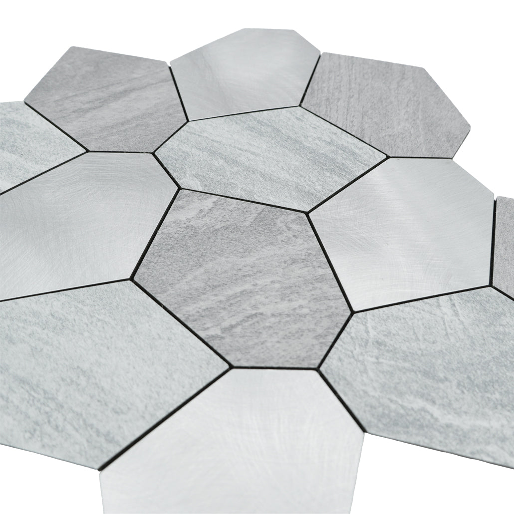 Zelfklevende mozaïektegel Polygoon Zilver - productfoto 4