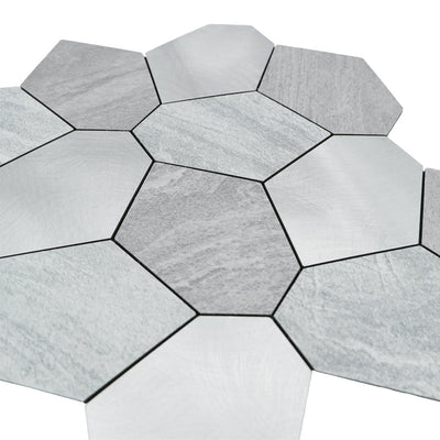 Zelfklevende mozaïektegel Polygoon Zilver - productfoto 4